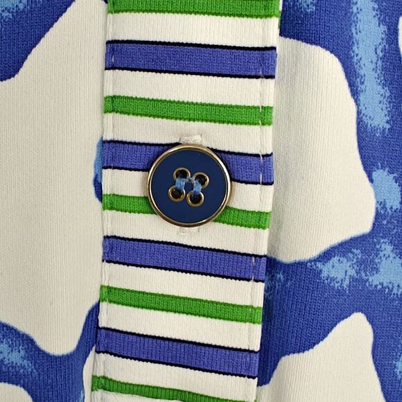 J McLaughlin Catalina Cloth Tunic Top Size Small Blue Coral Print Beach Coastal - Picture 4 of 9